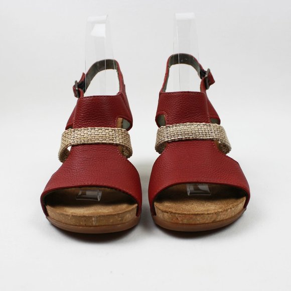 El Naturalista Red Ivory Chunky Heel Leather Sandals - Picture 6 of 15